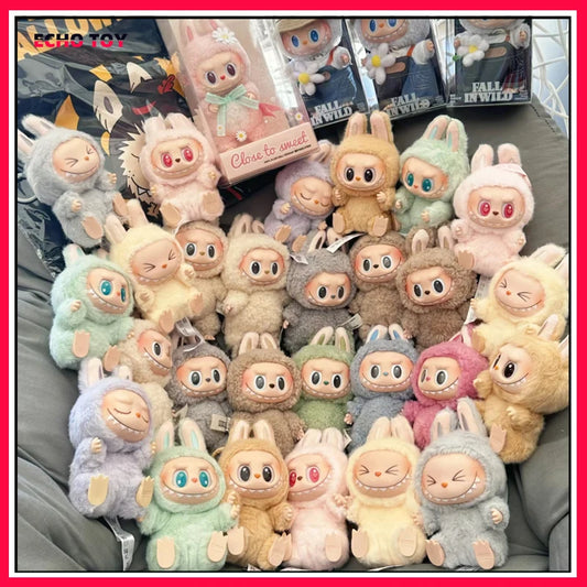 Original Popmart Labubu Exciting Macarons Vinyl Series Blind Box Sit Anime Kawaii Figure Room Decoration Collection Toy Kid Gift