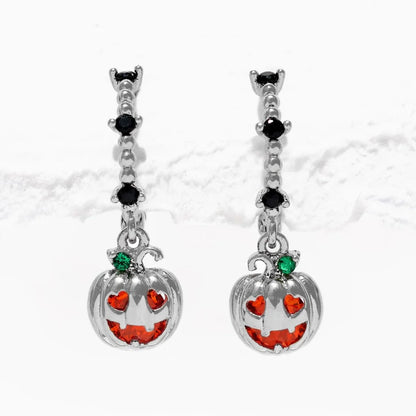 New Halloween Gothic Cute Oil Drip Pumpkin Ghost Skull Stud Earrings for Women Fashion Jewelry Gift Wholesale