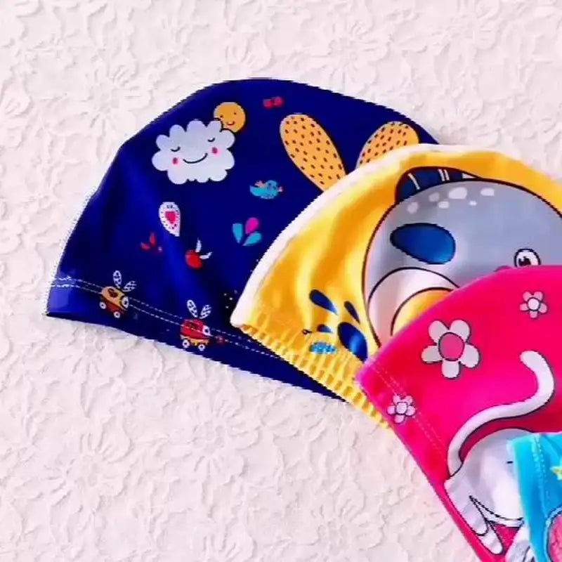 Cartoon Animal Children Swimming Cap Girls Boys Swimming Hat Elastic Kids Pool Swimming Cap 1-10 Years Old