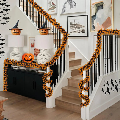 2m Halloween Tinsel Garland With Pumpkin Spider Bat Shiny Metallic Twist Garland for Home Tree Indoor Outdoor Party Decorations