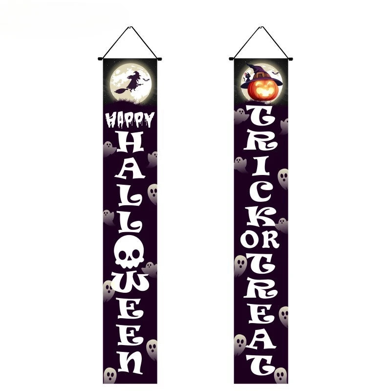 Halloween Hanging Door Curtain Skeleton Banner Happy Halloween Party Porch Sign for Home Party Decor Halloween Decorations 2025