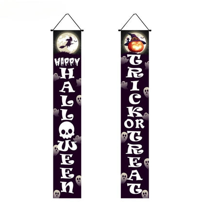 Halloween Hanging Door Curtain Skeleton Banner Happy Halloween Party Porch Sign for Home Party Decor Halloween Decorations 2025