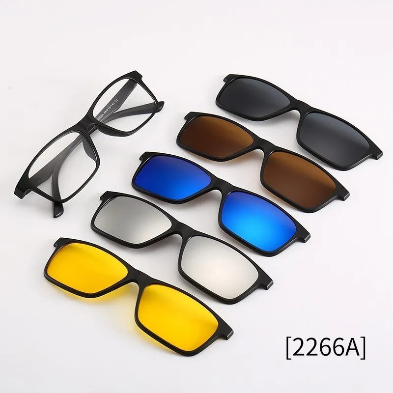 6 in 1 Custom Men Women Polarized Optical Magnetic Sunglasse Magnet Clip on Sunglasses Polarization Clip on Sun Glasses Frame