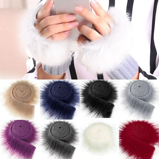 1.5M Faux Fur Ribbon Tapes Trim Fabric Roll Plush Fur Stripe Long Plush Fur Fabric Fluffy Trimming for Winter Costume DIY Crafts