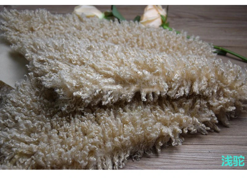 Purple 2cm Long Hair Imitation Beach Wool Small Curly Lamb Volume Plush Garment Fur Fabric Newborn Baby Photography Props