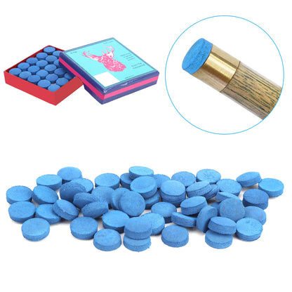 ZK20 50PCS PU Leather Billiard Pool Cue Tips Pool Stick Replacement Accessory With Storage Box