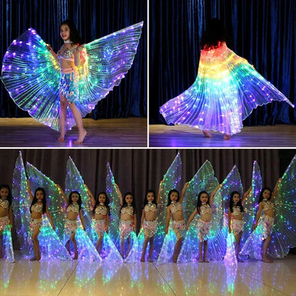 LED Isis Wings Glowing Wings Adult Children Belly Dance Costume Butterfly Wings for Halloween Christmas Party Stage Performance