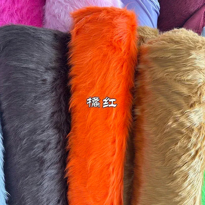 Soft Long Hair Plush Fabric Faux Fur by the Meters for Toy Upholstery Cosplay Diy Sewing Cloth Black Blue Purple  Gray Beige Red
