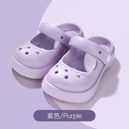 Summer Solid Girls Slippers EVA Soft Anti Slip Platform Kids Clogs Shoes Waterproof Hollow Out Garden Beach Children Slippers