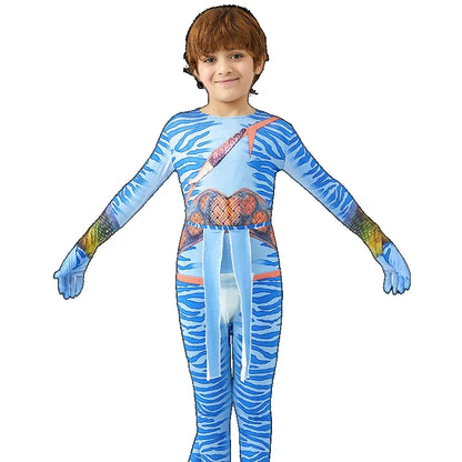 Boy Girls Halloween Cosplay Avatar Costume Kids the Way of Water Neytiri Alien Cosplay Hero One Piece Tight Fitting Clothing