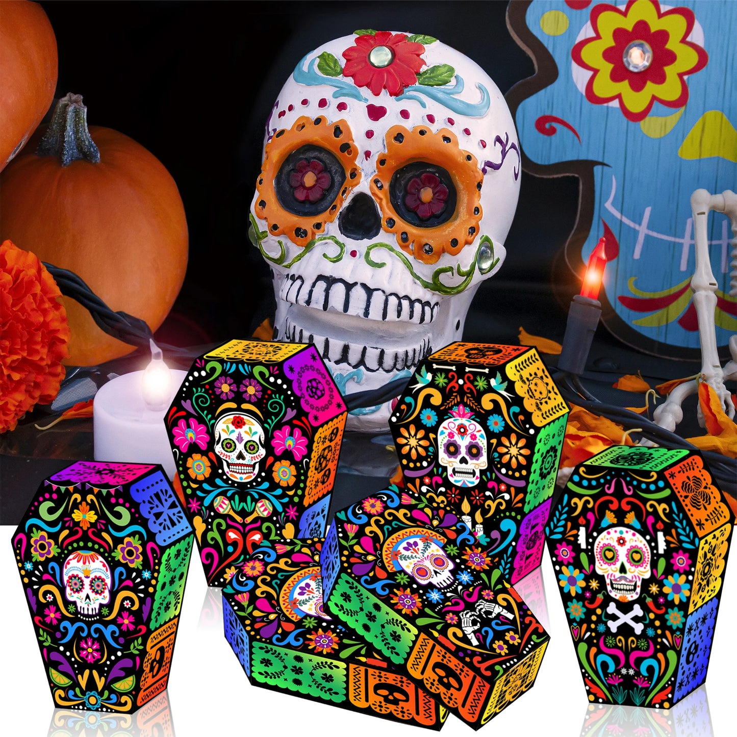 Halloween Pumpkin Candy Box 10PCS Paper Jack-O-Lantern Candy Holder Treat Bag for Children S Party Favors and Decorations
