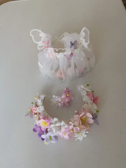 17cm Mini Doll'S Clothes Outfit Accessories for Labubu Idol Flower Fairy Skirt Handmade Hairpin National Headdress Clothing