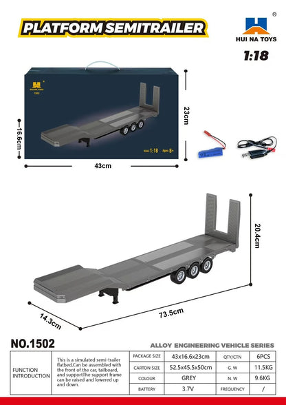 Huina Scania 770s 1:18 Scale RC Tractor Alloy Model Full Proportional Throttle 4WD 19 Channel Remote Control Car Toy for Kids