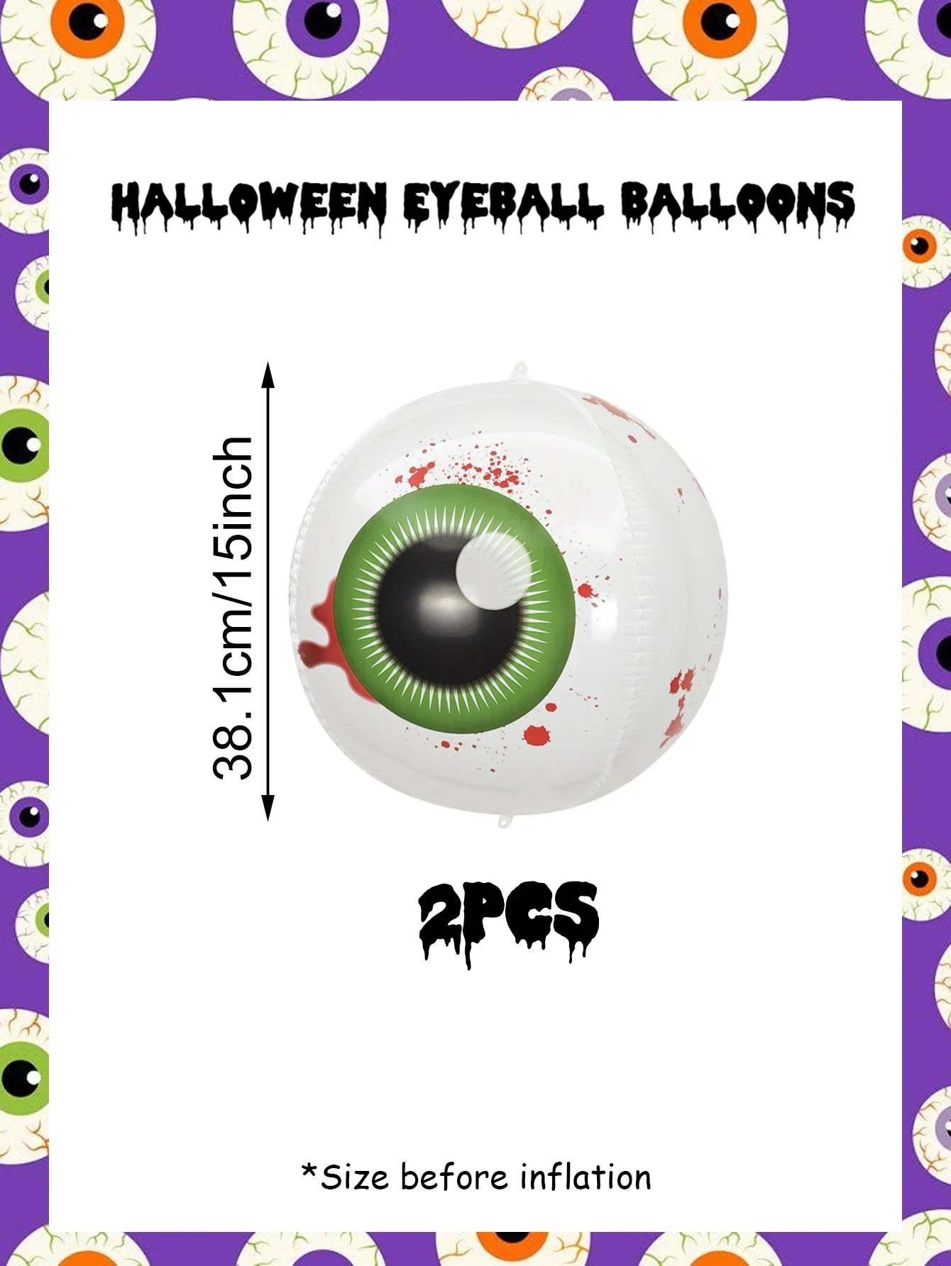2/4pcs Halloween Horror Ghost Eye Balloons, 15 Inch 4D Aluminum Film Balloons, Suitable for Halloween Theme Party Decorations.