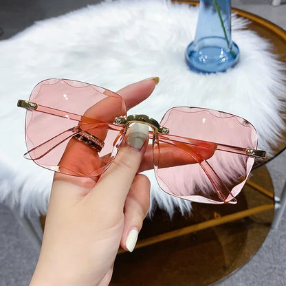 Classic Vintage Square Sunglasses Woman Gradient Mirror Frameless Sun Glasses Female Retro Fashion Rimless Oculos De Sol