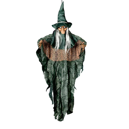 Halloween Talking Witch Outdoor Spooky Scary Witch Animatronic Voice Controlled Glowing Screaming Decoration Haunted House Decor