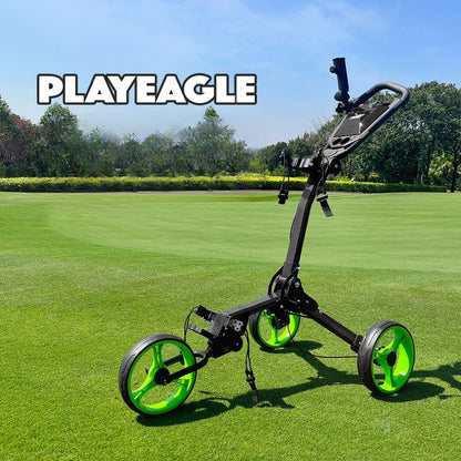 PLAYEAGLE 2024 Folding Golf Push Pull Cart Upgrade Widened Wheels Portable Golf Bag Cart With Umbrella Holder