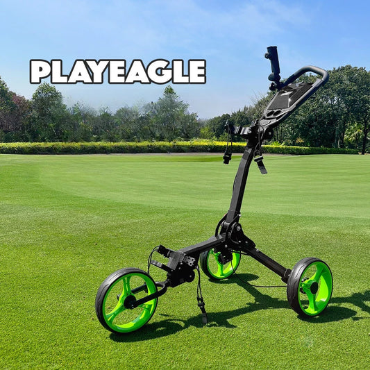 PLAYEAGLE 2024 Folding Golf Push Pull Cart Upgrade Widened Wheels Portable Golf Bag Cart With Umbrella Holder