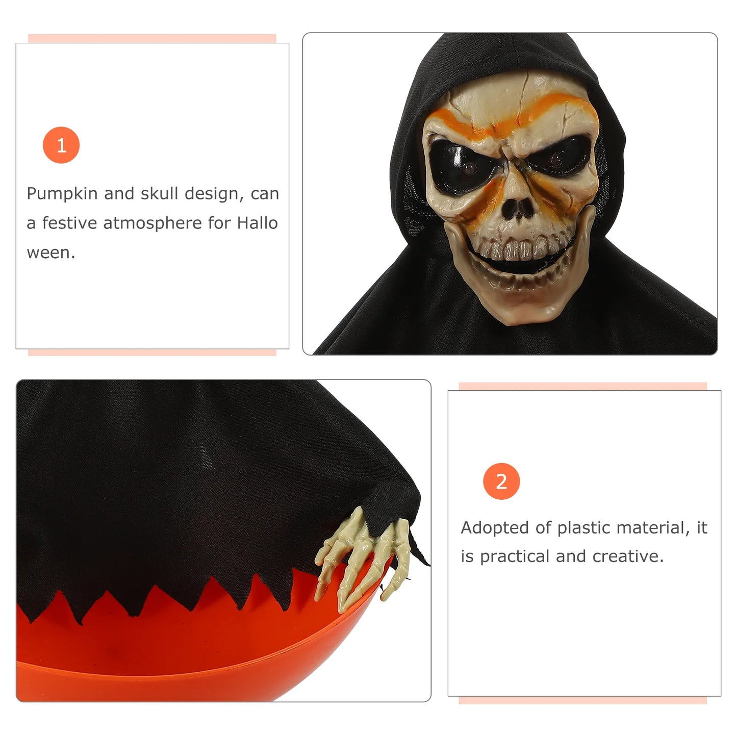 Halloween Props Animated Pumpkin Candy Holder Dish Decorations Trick Treat Bowl Snack Serving