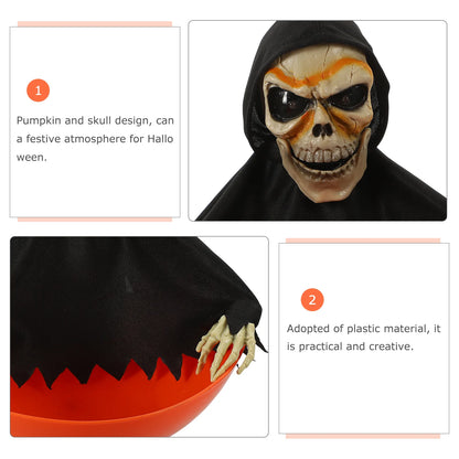 Halloween Props Animated Pumpkin Candy Holder Dish Decorations Trick Treat Bowl Snack Serving