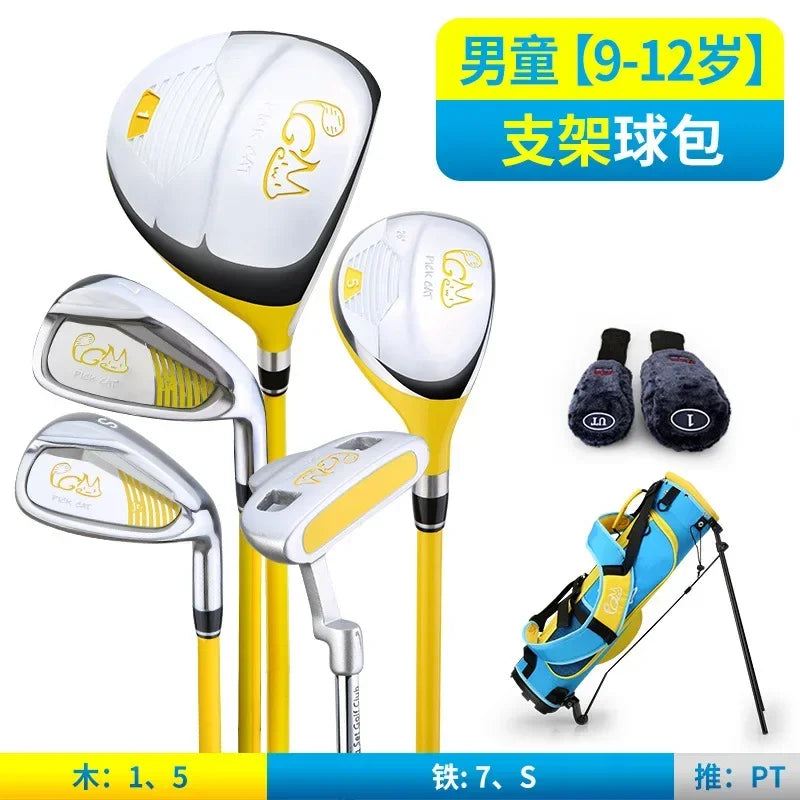 PGM Old Kids Golf Club Set 3-12 Years Old Children's Girl Beginner's Golf Training Wood Iron Swing Putter Bag Gift JRTG007
