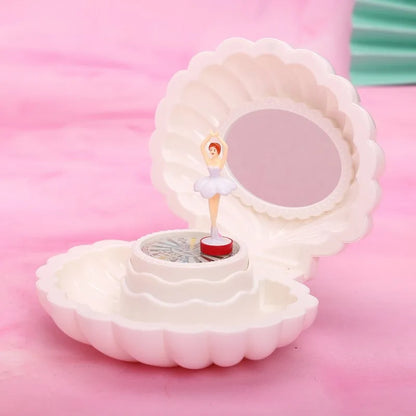 1Pc Shell Shaped Clockwork Musical Boxes Girls Dancing Ballerina Musical Box Christmas Birthday Jewelry Box Gifts Ornaments