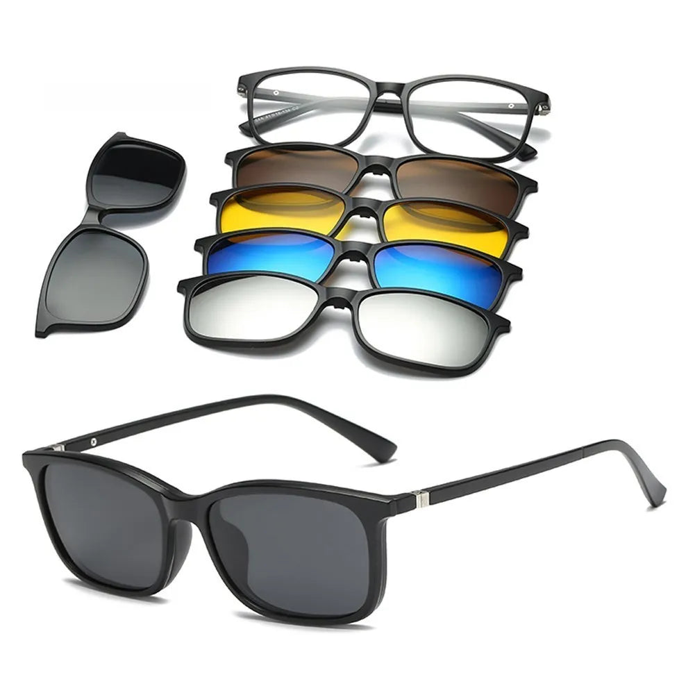 6 in 1 Custom Men Women Polarization Optical Magnetic Sunglasses Magnet Clip on Sunglasses Polarization Clip on SunGlasses Frame