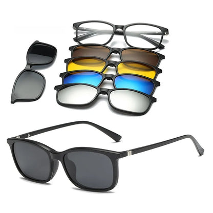 6 in 1 Custom Men Women Polarization Optical Magnetic Sunglasses Magnet Clip on Sunglasses Polarization Clip on SunGlasses Frame