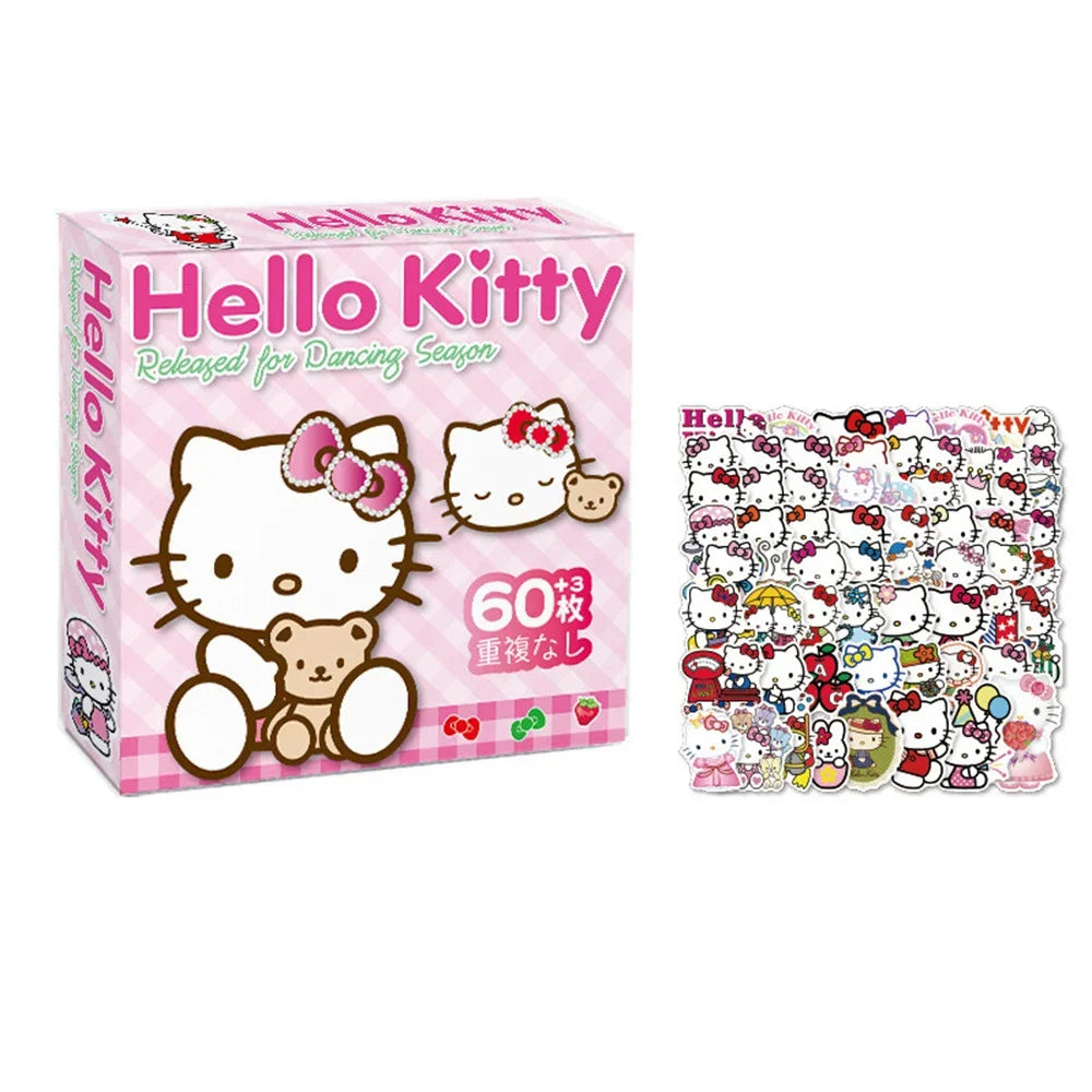 60Pcs Anime Stickers Sanrio Accessories Y2K Hello Kitty Things Kuromi Stickers Waterproof Cinnamoroll Pochacco Stickers Kid Toy