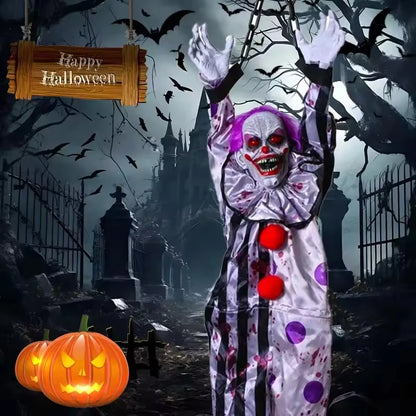 Halloween Decorations Electric Voice-Activated Hanging Ghost Clown Hanging Ghost Haunted House Horror Decoration Props