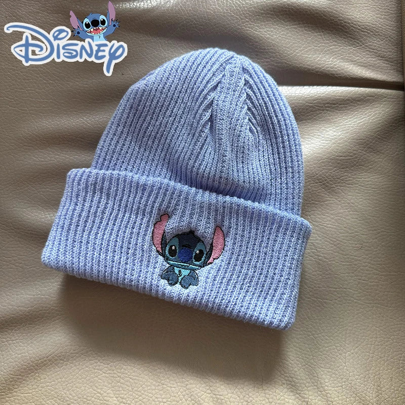 Disney Stitch Knitted Hat Embroidered Anime Cute Cartoon Lilo & Stitch Autumn Winter Kids Warm Pullover Hat Christmas Gift Toys