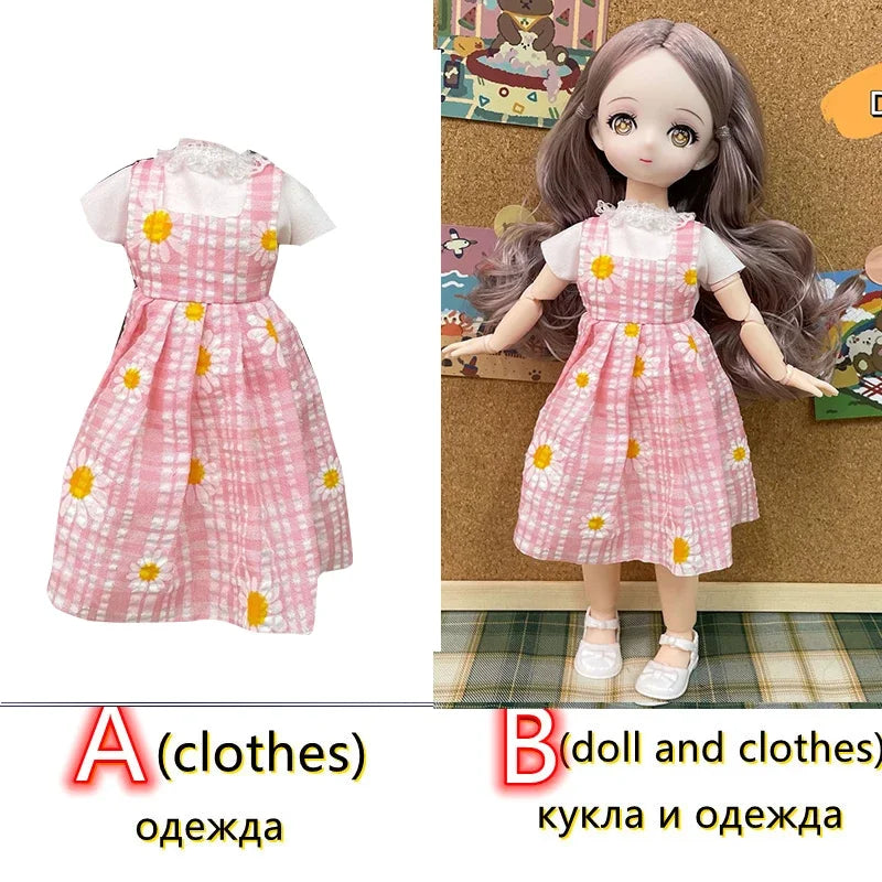 Fashion 30cm BJD Doll Anime Face Two-Dimensional Princess Doll (B) or Dress Up Clothes (A) Accessories Kids Girls Doll Toy Gift