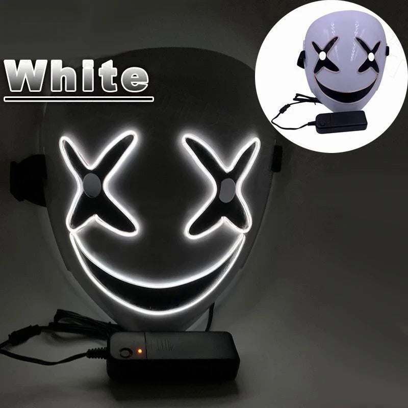 Weird LED Halloween Clown Luminous Mask, Full Color Selection, Crying and Smiling Clown, Weird and Scary, Group Costume