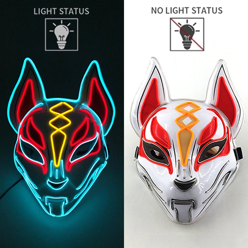 New Designed Glowing Halloween Party Mask Flashing LED Masks EL Neon Light Cosplay Mask Costume Props Glow Party Supplies