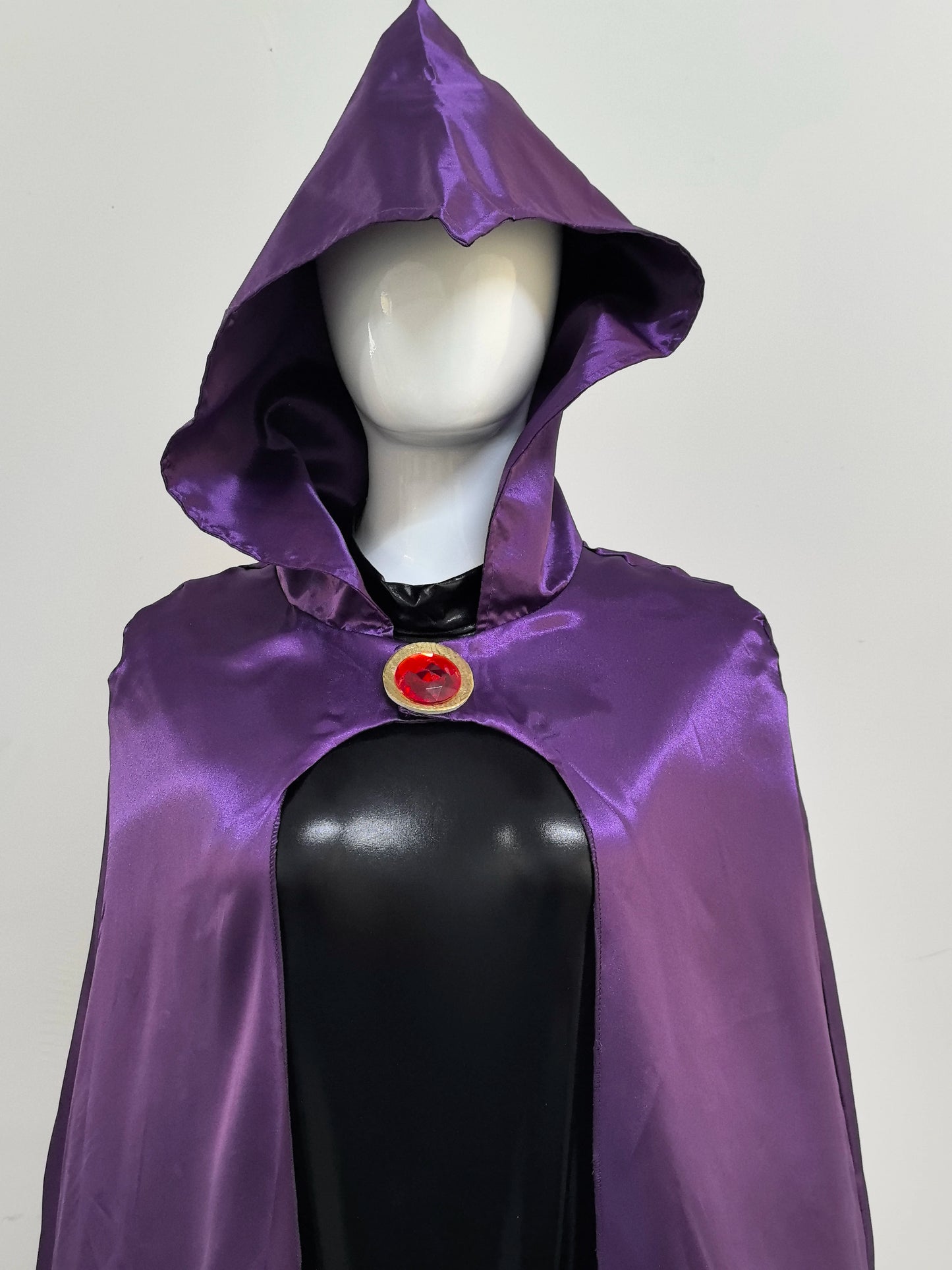 Women's TeenTitans-Raven Cosplay Costume Jumpsuit Purple Cloak With Belt Halloween Costume Uniform for Girls