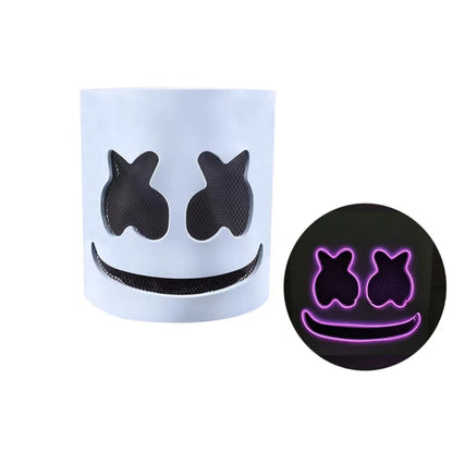 Cool LED Halloween Luminous Head Cover Glowing Plastic DJ Marshmallow Mask Neon Universal Cosplay Headgear Night Club