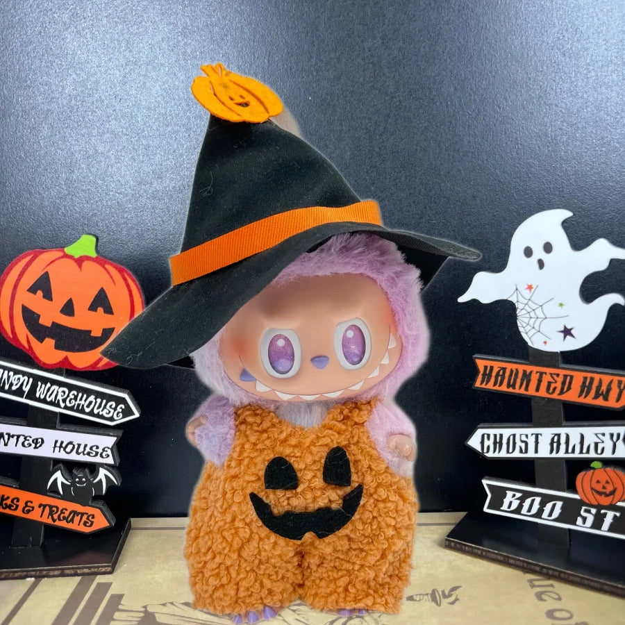 Only Clothing for Labubu Halloween Magical Witch Doll Costume Standing Posture 17cm Vinyl Doll Changing Doll Accessories Gift