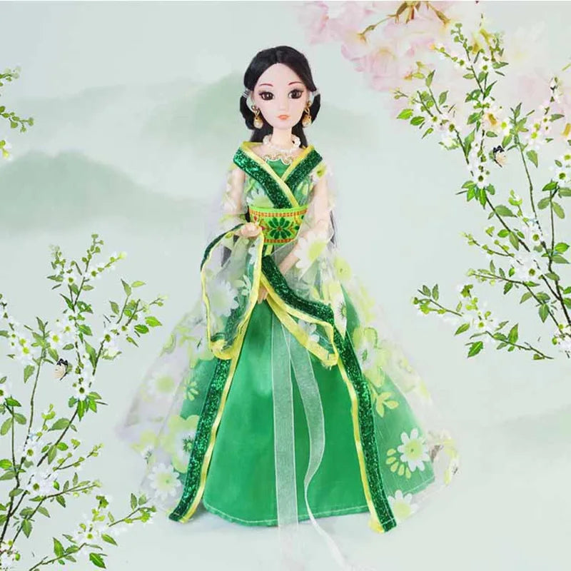 New 30cm Doll Full Set Chinese Style Costume Doll Set 1/6 Bjd Doll With Headwear Girls Play House Dress Up Toys