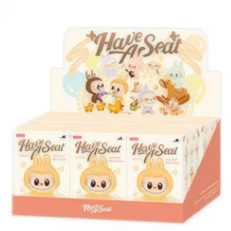 Labubu the Monster Exciting Macaron Series Blind Box Labubu Have a Seat Series Blind Bag Figure Vinyl Plush Doll Mystery Box Toy