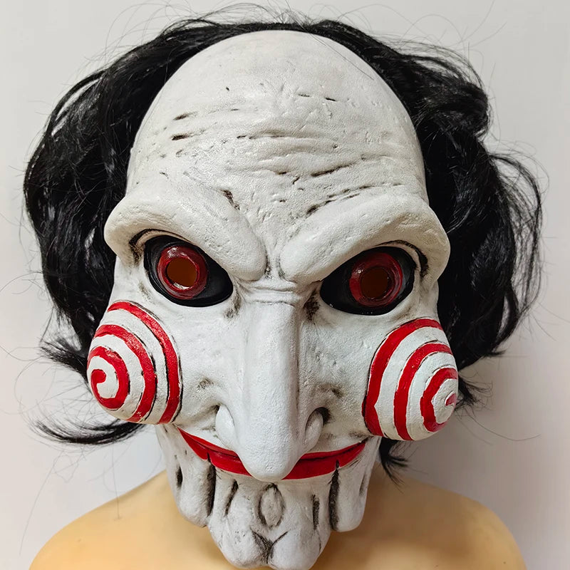 Halloween Party Costume Latex Horror Saw Mask Movie Horror the Jigsaw Full Head Mask Fancy Dress Party Accessories