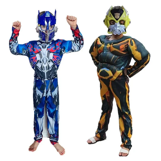 Children Superhero Role Playing Costume Movie Character Transformer Robot Fantasy Muscle Costume Boys Girls Halloween Mask Jumps