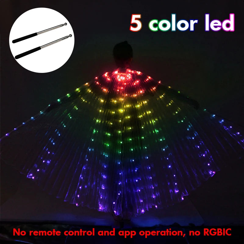 Belly Dance RGB IC LED Wings With Smart Remote Control DIY Colorful Fluorescent Butterfly Costumes Halloween Dress Up for Adults