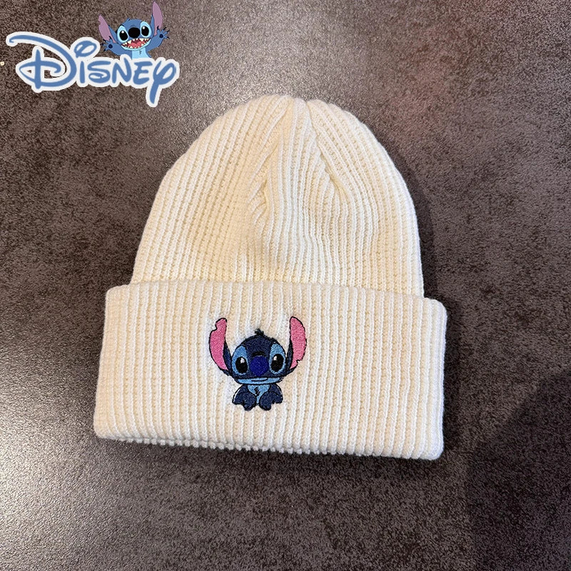 Disney Stitch Knitted Hat Embroidered Anime Cute Cartoon Lilo & Stitch Autumn Winter Kids Warm Pullover Hat Christmas Gift Toys