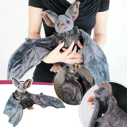 30*20*6cm Stuffed Bat Doll Plush Throw Pillow With Realistic Foldable Wing Seat Cushion Halloween Xmas Ornament Bat Dolls