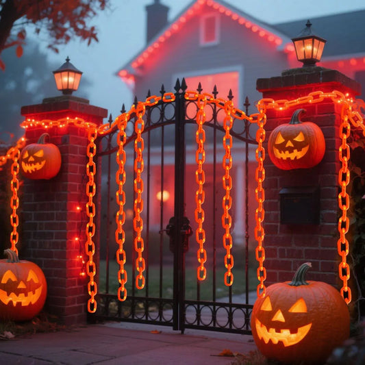 2/3m Halloween Plastic Chain Lights Props Chains With 8 Lighting Modes String Lights for Skeleton Dog Spooky Outdoor Decorations