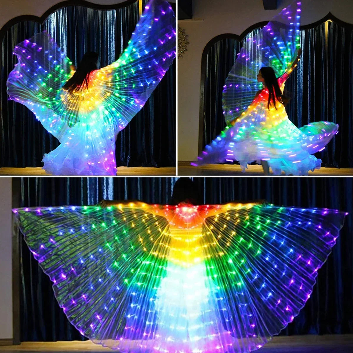 LED Isis Wings Glowing Wings Adult Children Belly Dance Costume Butterfly Wings for Halloween Christmas Party Stage Performance