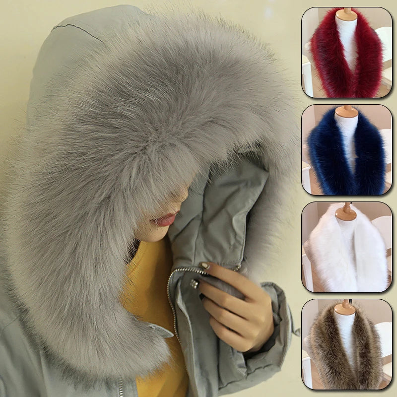 Winter Faux Fur Collar Scarf Women Warm Thick Imitation Fur Shawl Collar Fluffy Neck Warmer Scarves Coat Clothes Accessories