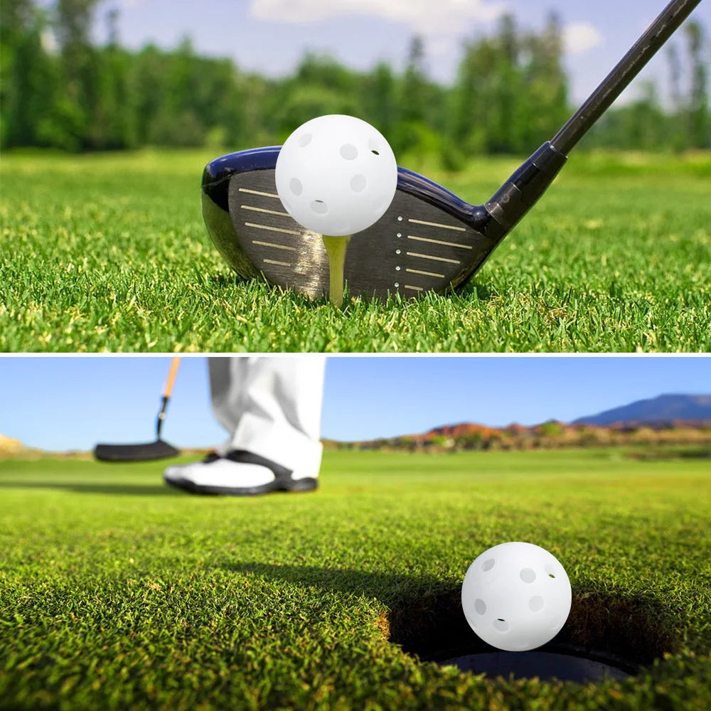 24Pcs/Bag 42MM Practice Golf Ball Perforated Color Indoor Airflow Plastic Golf Balls Training Toy Ball Good for Your Pets