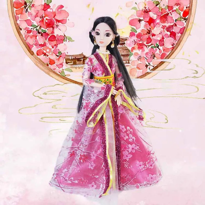 New 30cm Doll Full Set Chinese Style Costume Doll Set 1/6 Bjd Doll With Headwear Girls Play House Dress Up Toys