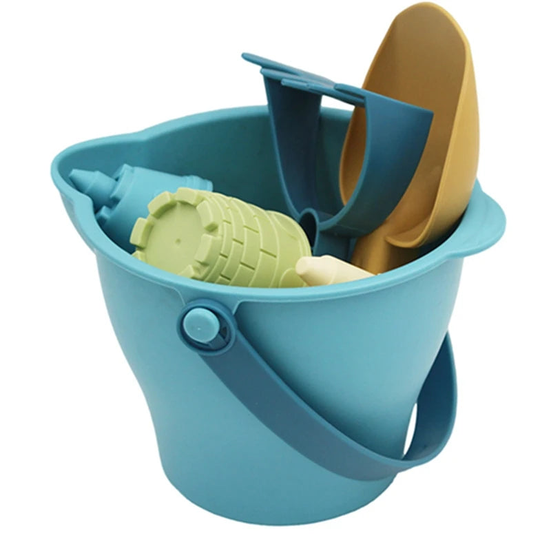 6PCS Beach Toys Beach Castle Bucket Shovel Rake Mold Digging Sand Kit Parent-Children Interactive Summer Outdoor Toys for Kids